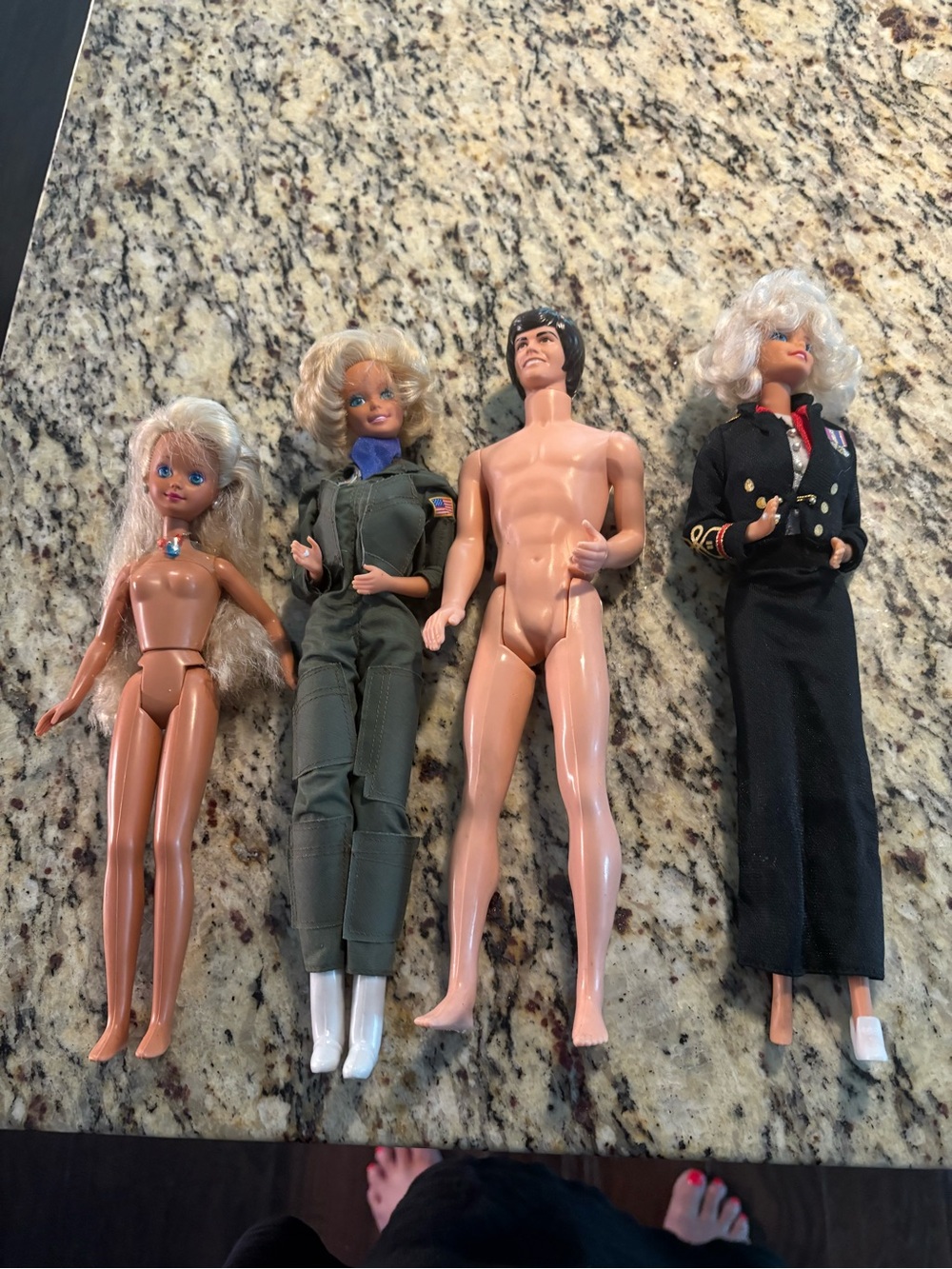 Vintage Barbie/ Ken /Little sis Dolls Lot of 4 Dolls -2 military